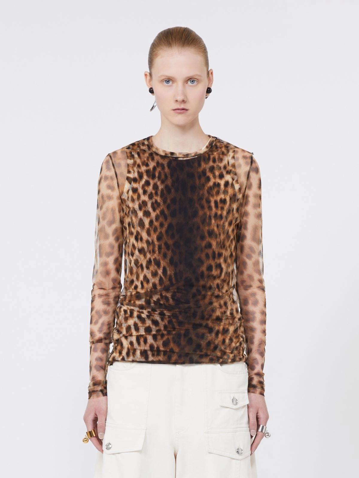 Top bi-materiale animalier - Marrone beige<BR/> SPXZEBU 001 SPORTMAX