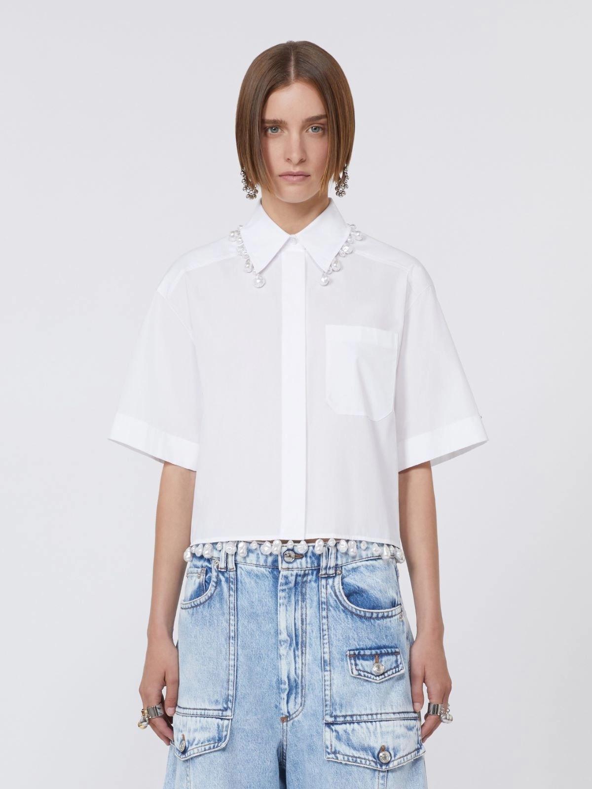 Camicia boxy in cotone - Bianco ottico<BR/> SPXCOGNAC 001 SPORTMAX