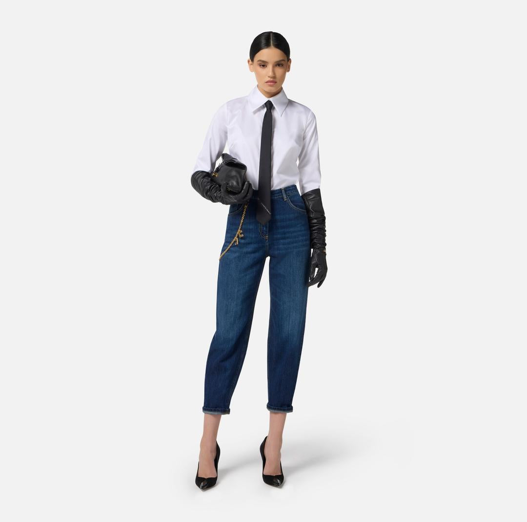 Camicia in popeline di cotone con logo