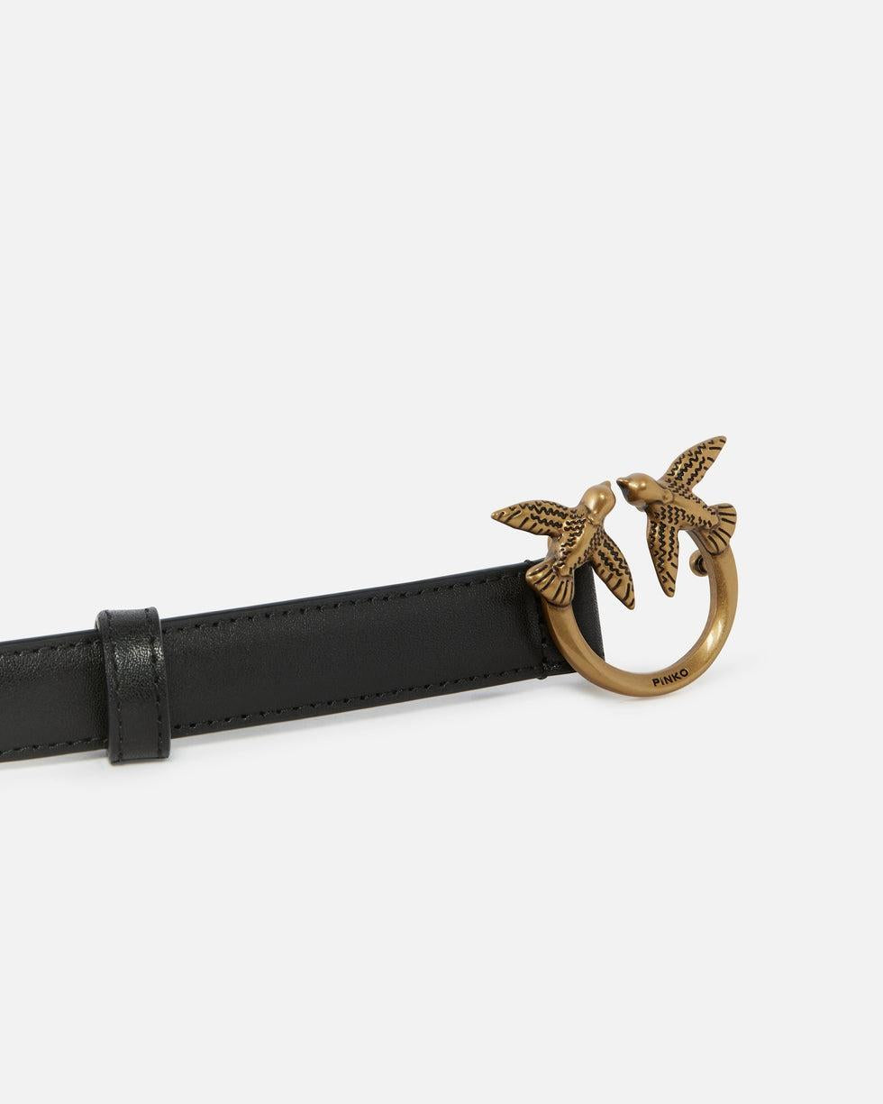 Cintura sottile Love Birds in pelle 2cm<BR/> 100143A0F1 Z99Q PINKO