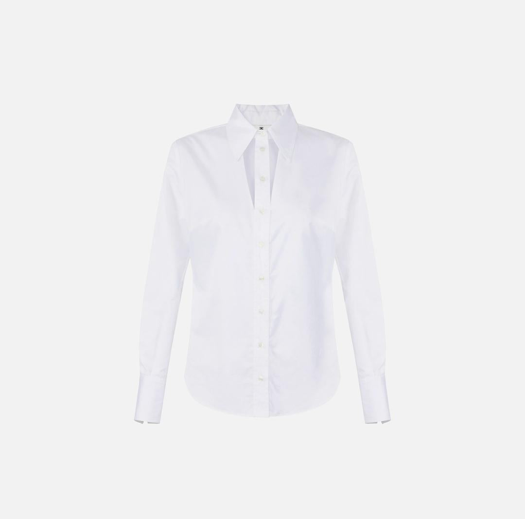 Camicia in cotone con cut-out e ricami CA12861E2 100 ELISABETTA FRANCHI