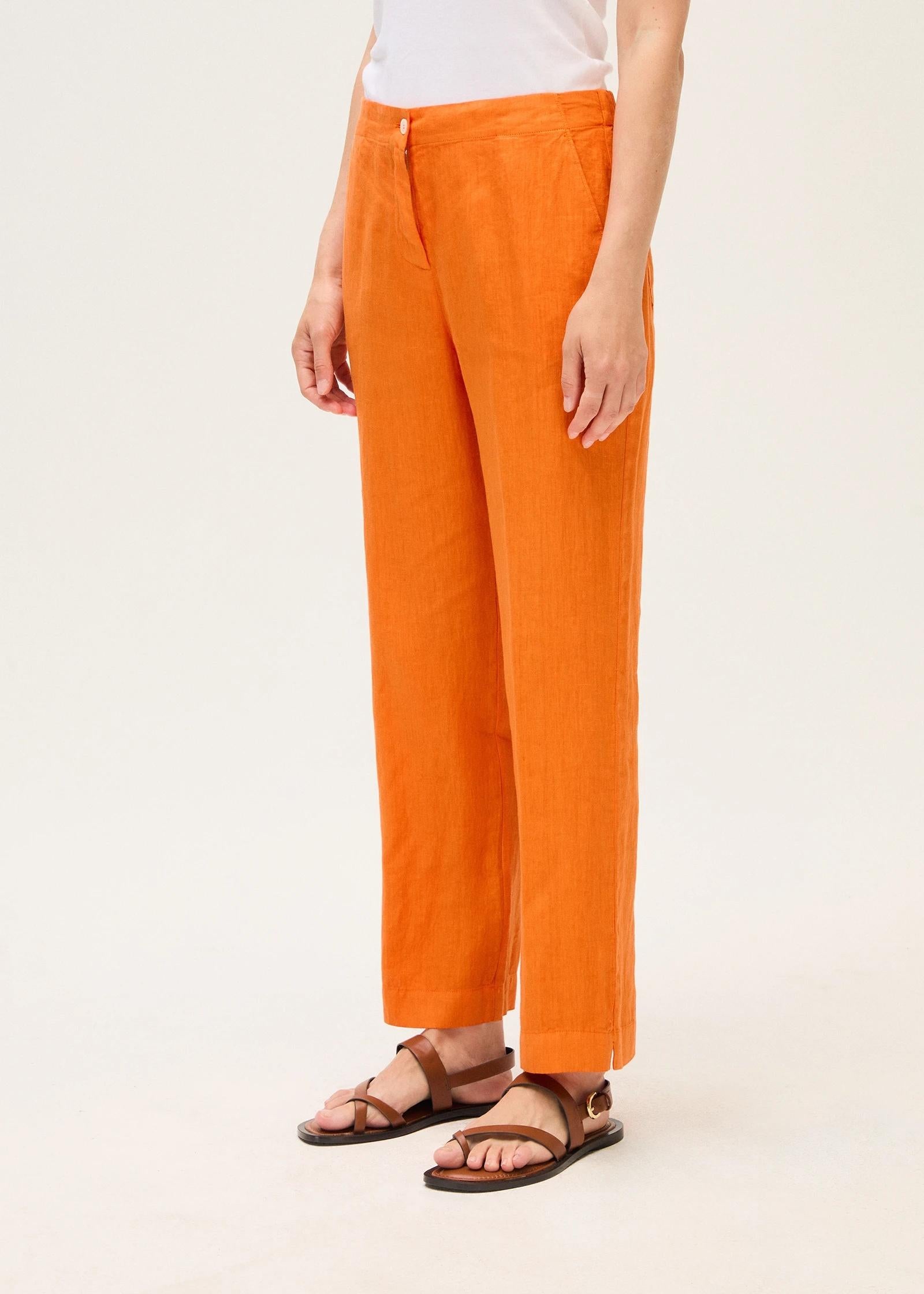Pantalone dritto in lino N1775PA 8000/777 ROSSO 35