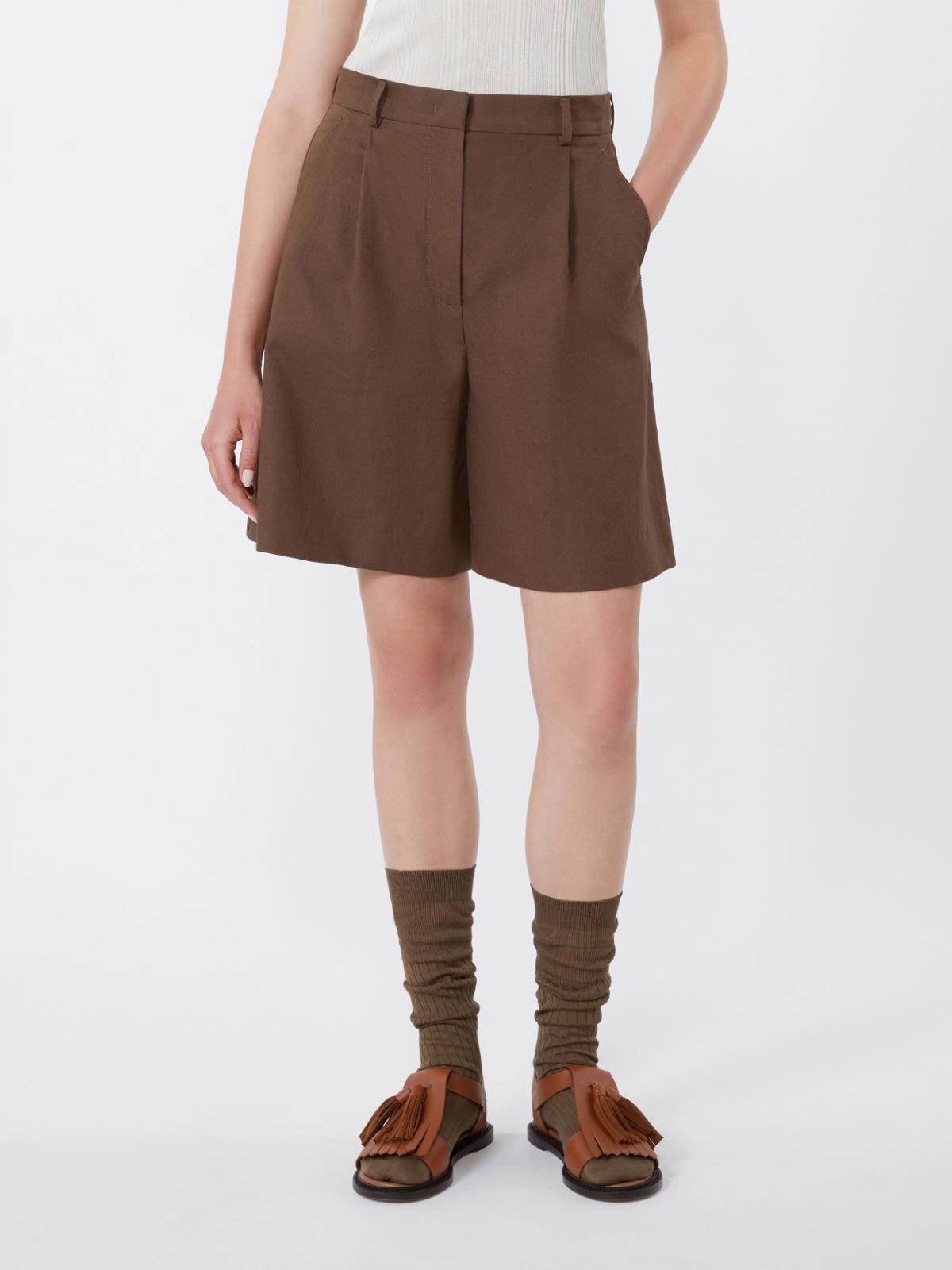 Bermuda in canvas di cotone e lino - CIOCCOLATO WKDECUBA 013 WEEKEND