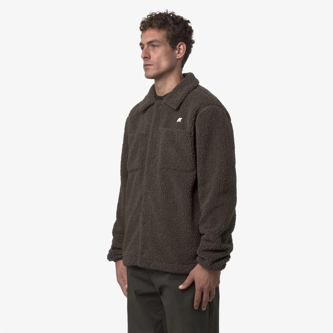 CAMERON SHERPA POLAR<BR/>BLACK OLIVE COMBO<BR/>Giacca in pile Sherpa reversibile da uomo K61322W B38 K-WAY
