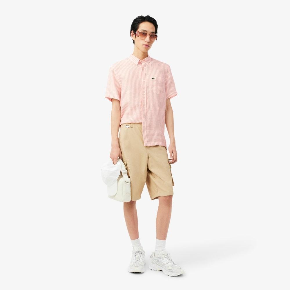 Camicia in lino a maniche corte CH8061 TIM LACOSTE