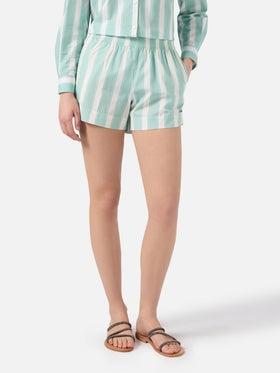 Shorts Meave in cotone a righe verdi MEA002 00521L MC2 SAINT BARTH