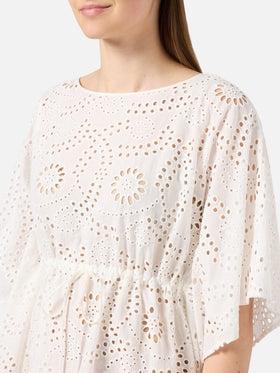 Kaftano corto Iria in tessuto sangallo bianco<BR/> IRI0001 01444L MC2 SAINT BARTH