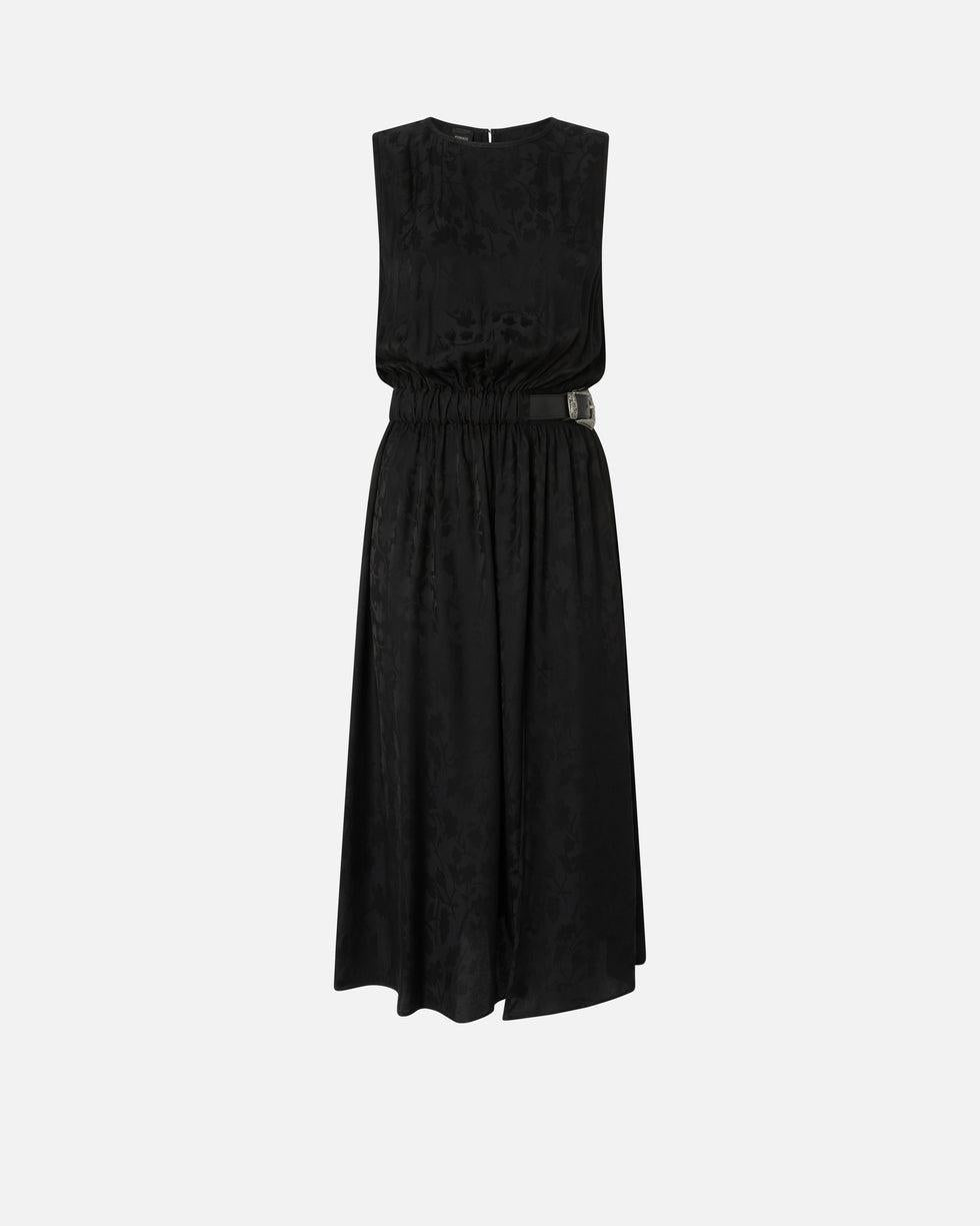 Abito midi smanicato in jacquard floreale con cintura<BR/> 106801A3AN Z99 PINKO
