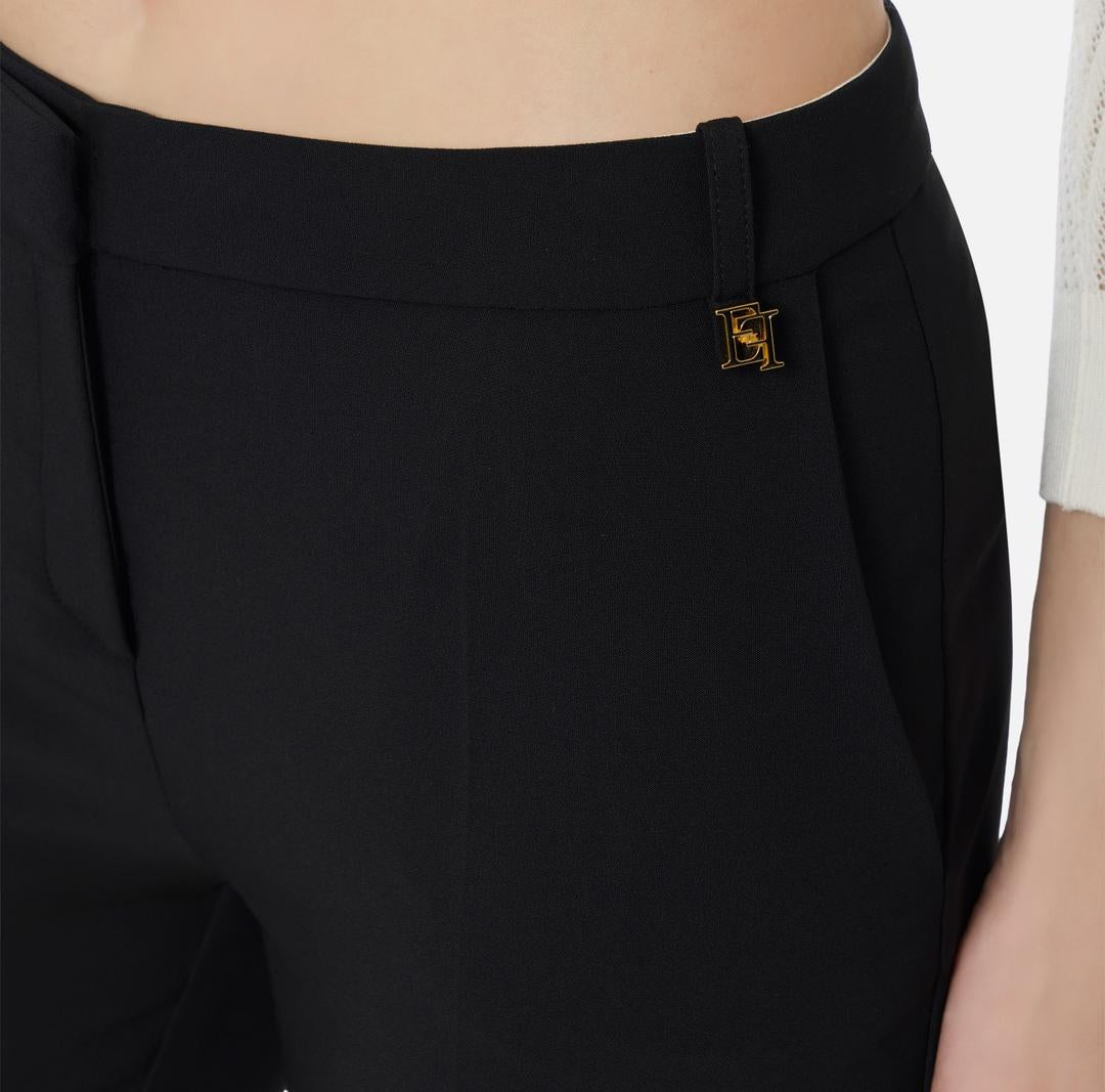 Pantaloni in crêpe leggero con logo charm PA16661E2 110 ELISABETTA FRANCHI