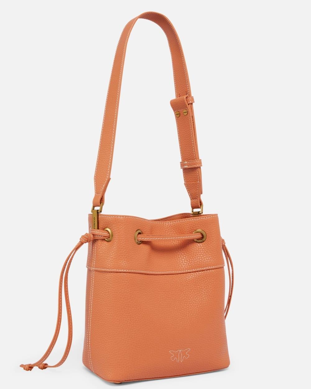 Borsa piccola a secchiello in pelle con tracolla