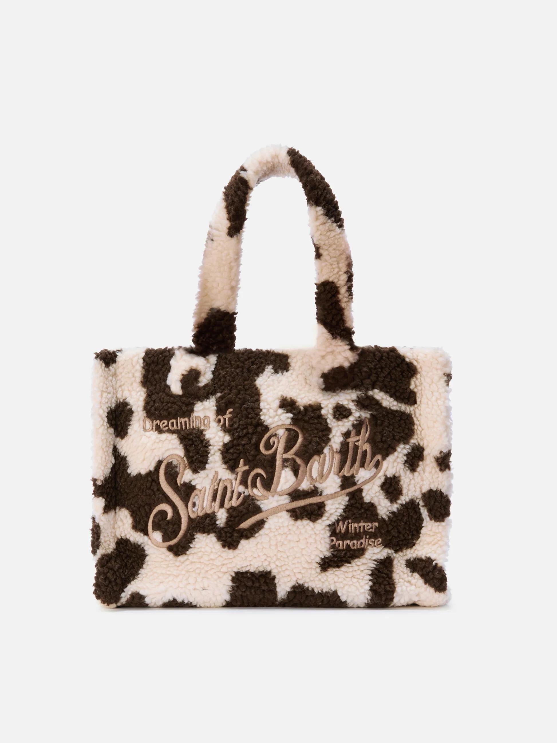 Borsa a mano Colette Teddy in sherpa muccato<BR/> COL0032 00286I MC2 SAINT BARTH