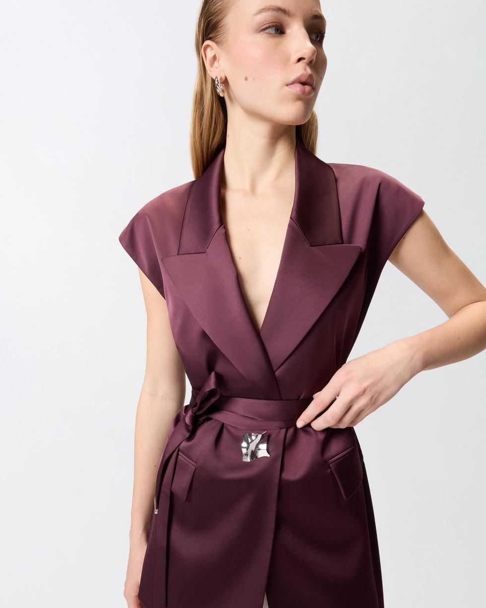 Giacca smanicata in satin<BR/> 106585A1Y5 R57 PINKO