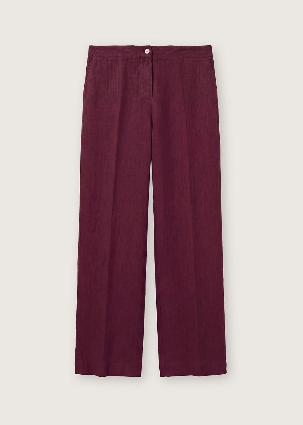Pantalone dritto in lino N1775PA 8000/777 ROSSO 35