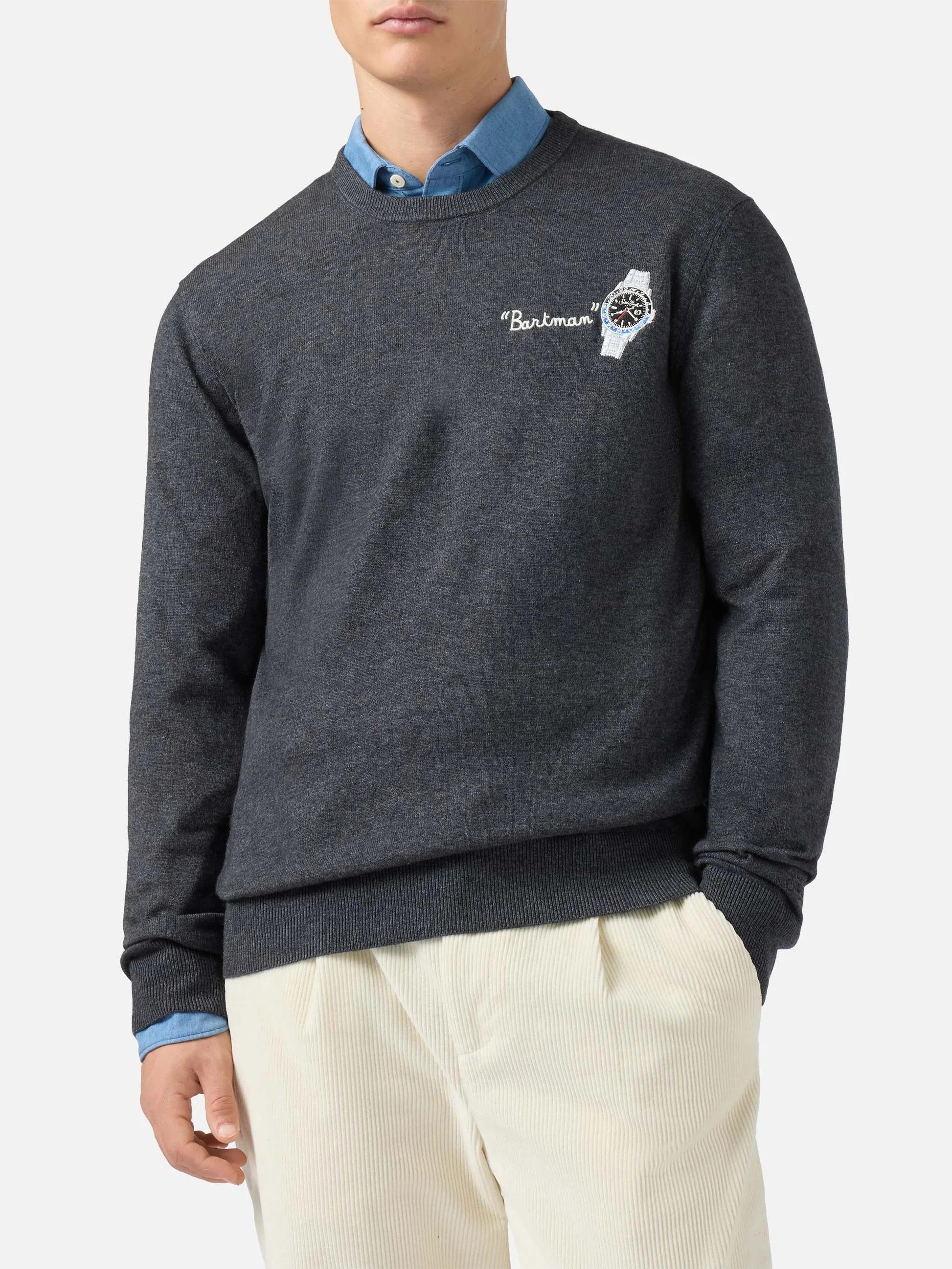 Maglione a girocollo Heron Light con ricamo Bartman HER0024 03128I MC2 SAINT BARTH