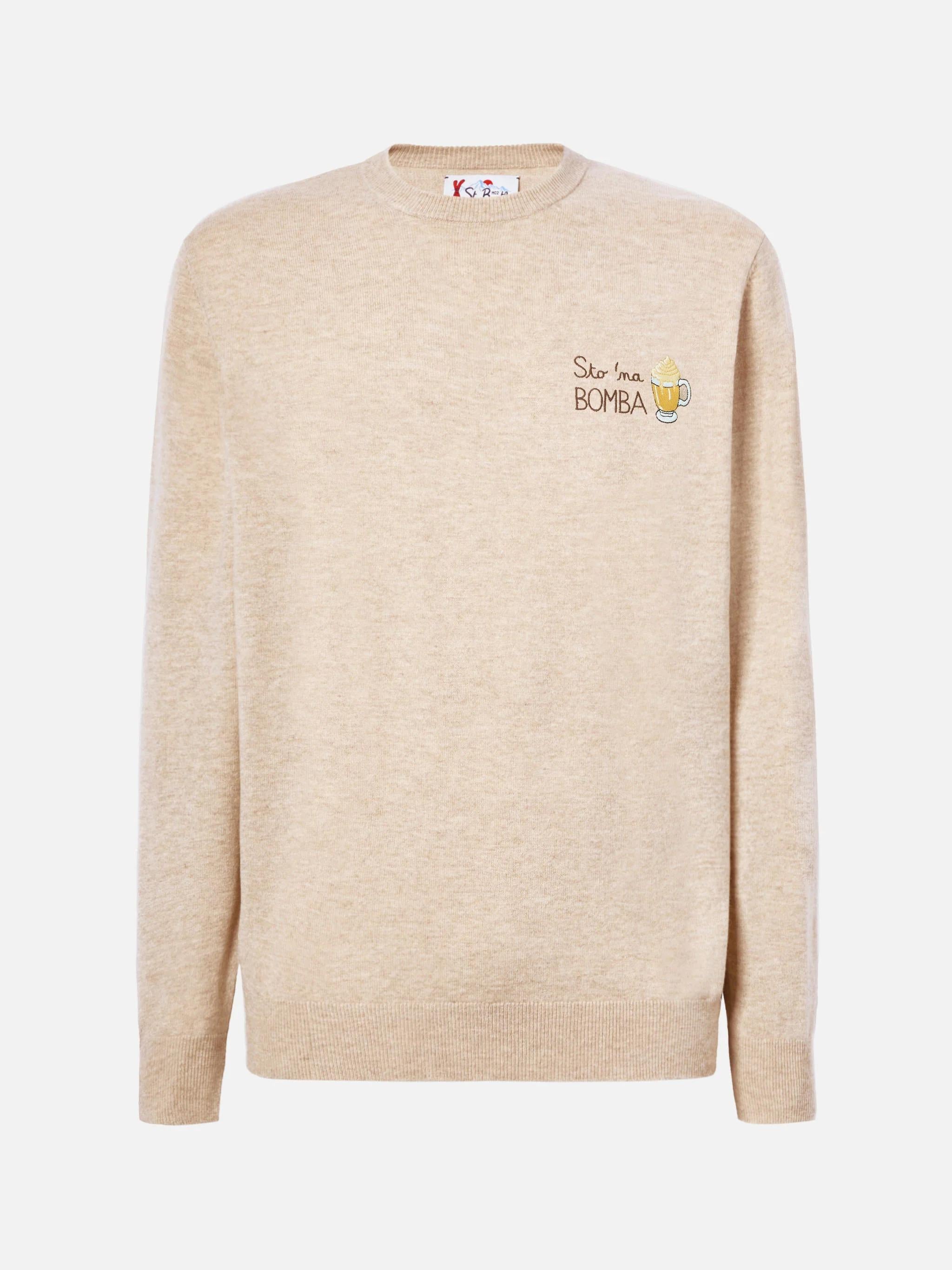 Maglione a girocollo Heron Light con ricamo Sto na bomba HER0024 03499I MC2 SAINT BARTH