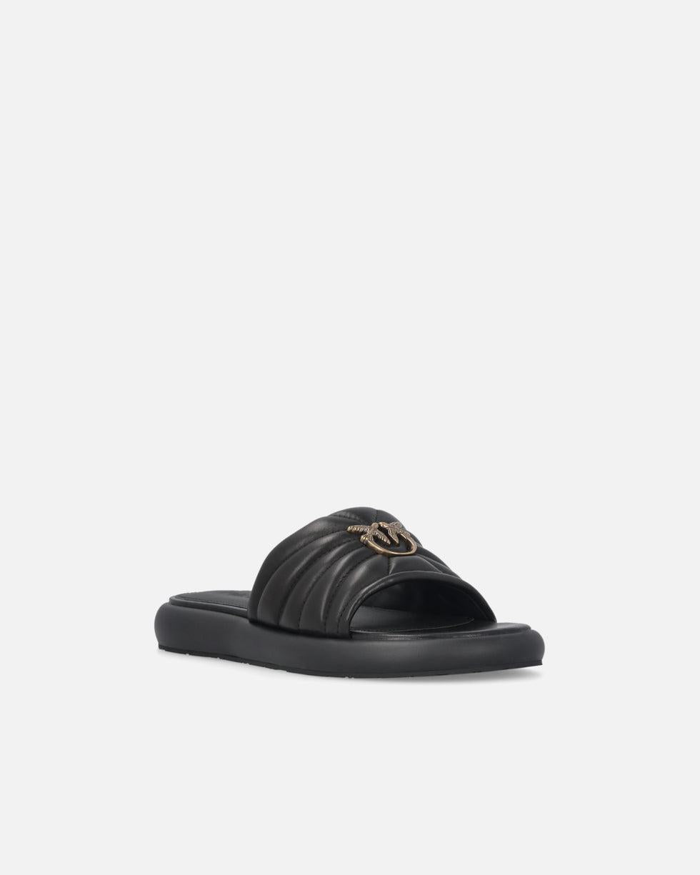 Ciabatte in nappa trapuntata con logo Love Birds<BR/> SD0525P003 Z99 PINKO