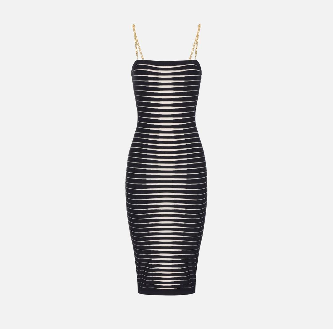 Abito in maglia con zebra jacquard AM99S61E2 685 ELISABETTA FRANCHI