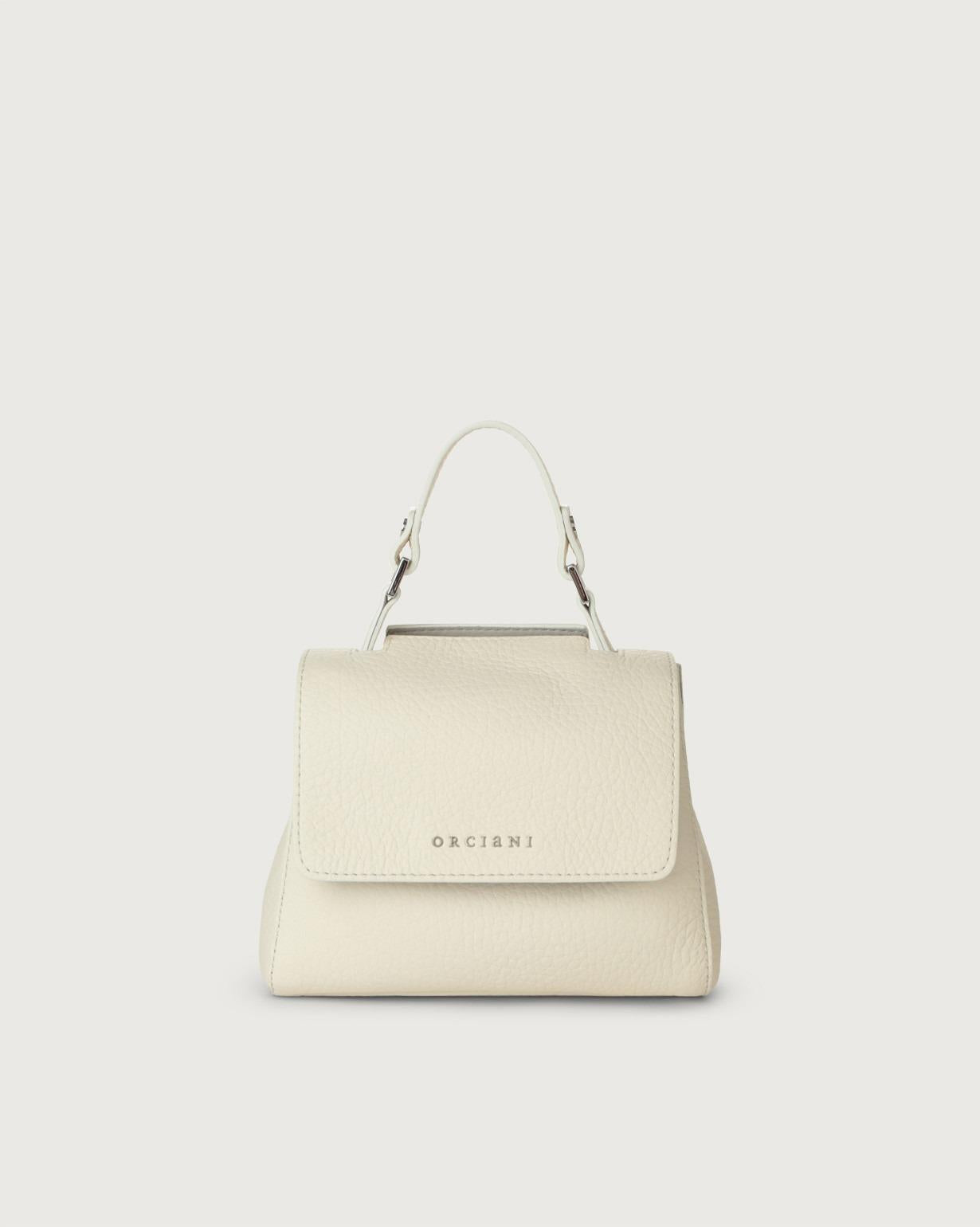 Borsa Sveva Soft Mini a mano in pelle con tracolla<BR/> B02019SOF BIANCO ORCIANI
