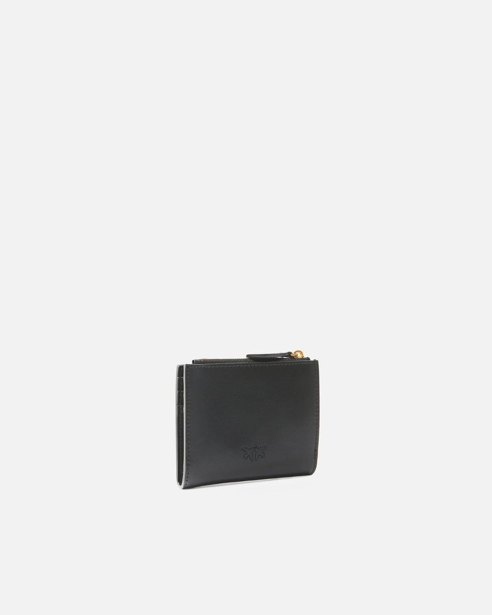 Portafoglio piccolo in pelle liscia con logo<BR/> 103610A0F1 Z99Q PINKO