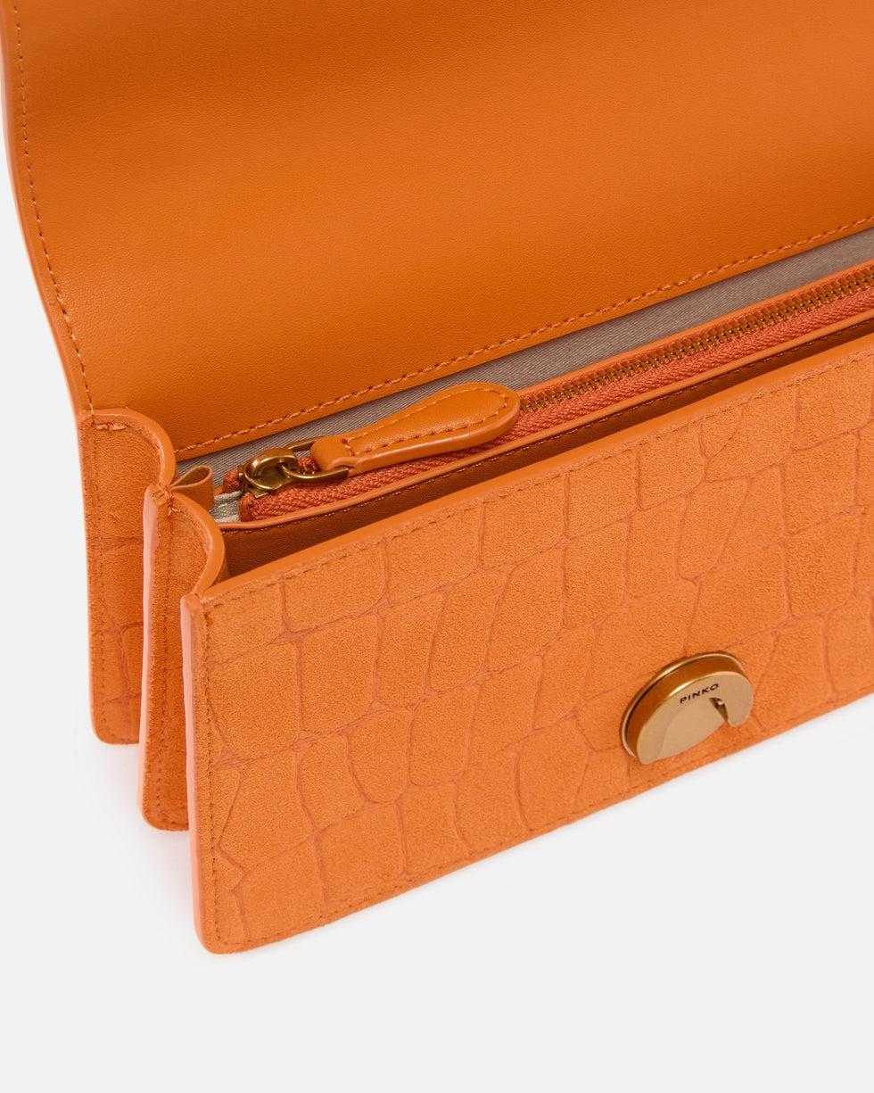 Borsa a tracolla piccola Mini Love Bag One in pelle stampa coccodrillo<BR/> 100074A2YW A76Q PINKO