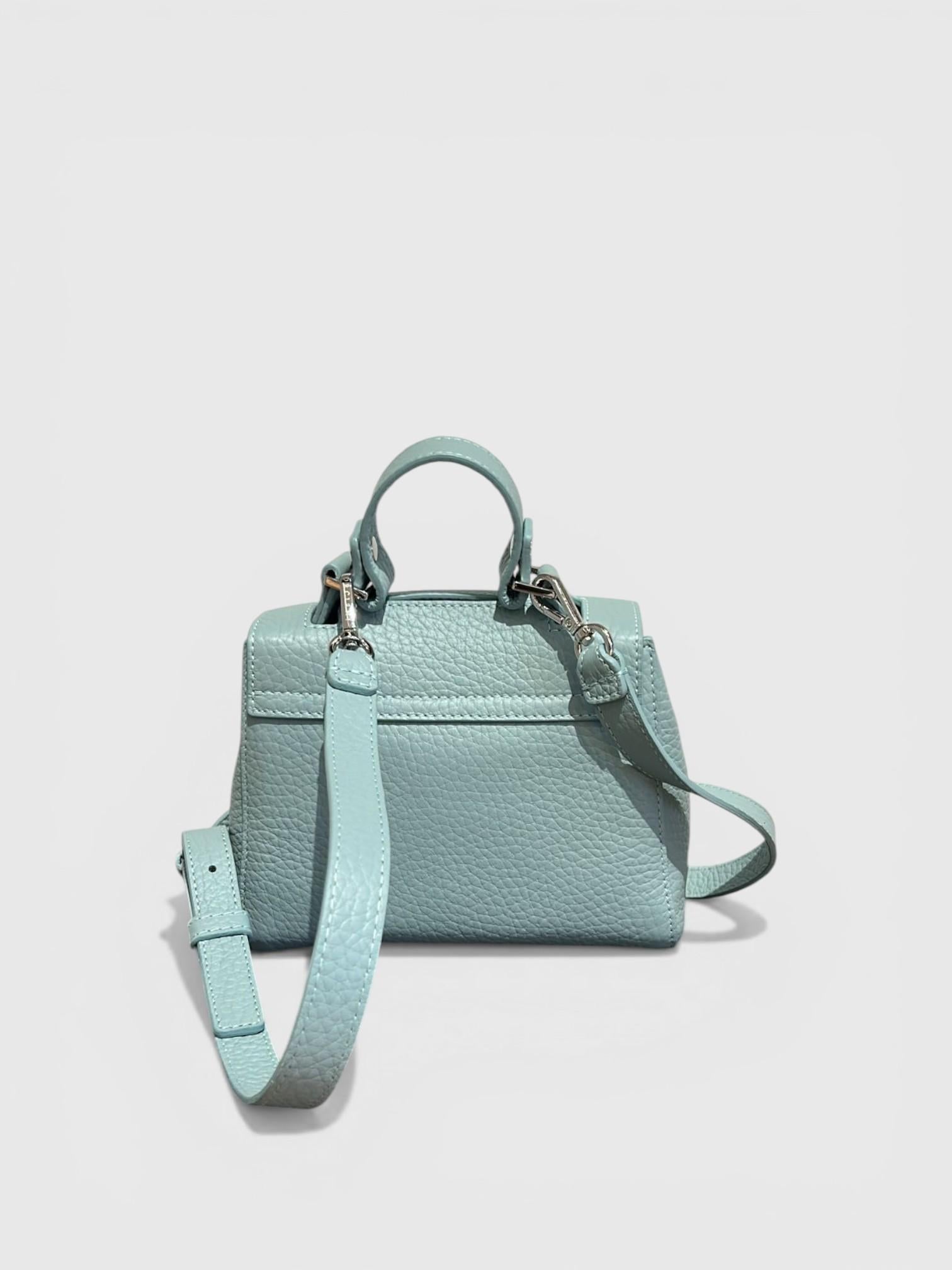 Borsa Sveva Soft Mini a mano in pelle con tracolla B02019SOF ACQUA ORCIANI