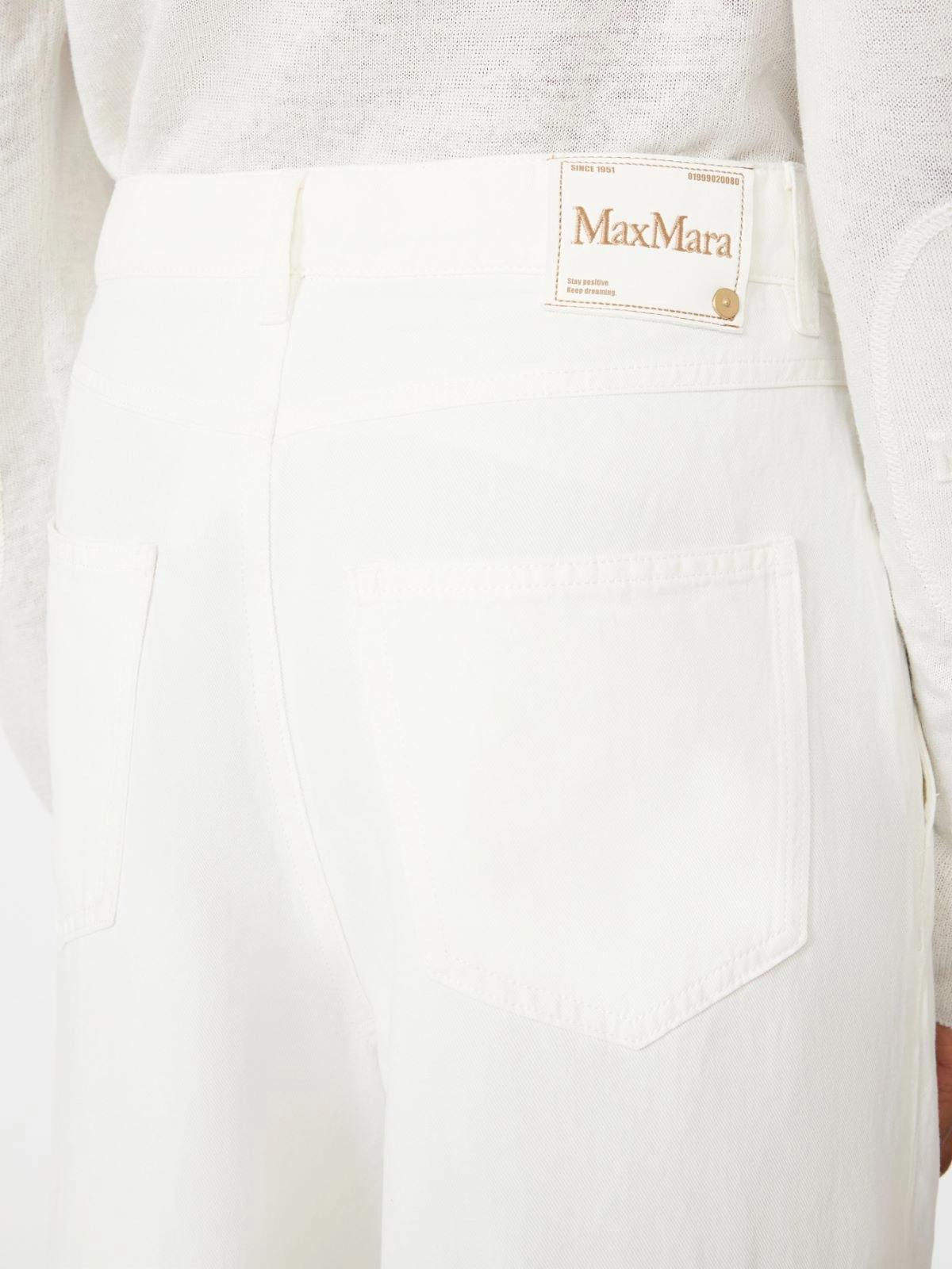 Pantalone ampio in cotone e lino - Bianco<BR/> SMMALOA 001 S MAX MARA 2
