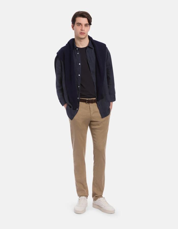 Pantaloni Gaubert slim in gabardina compact<BR/> UP235GS0096UPTD 733 DONDUP