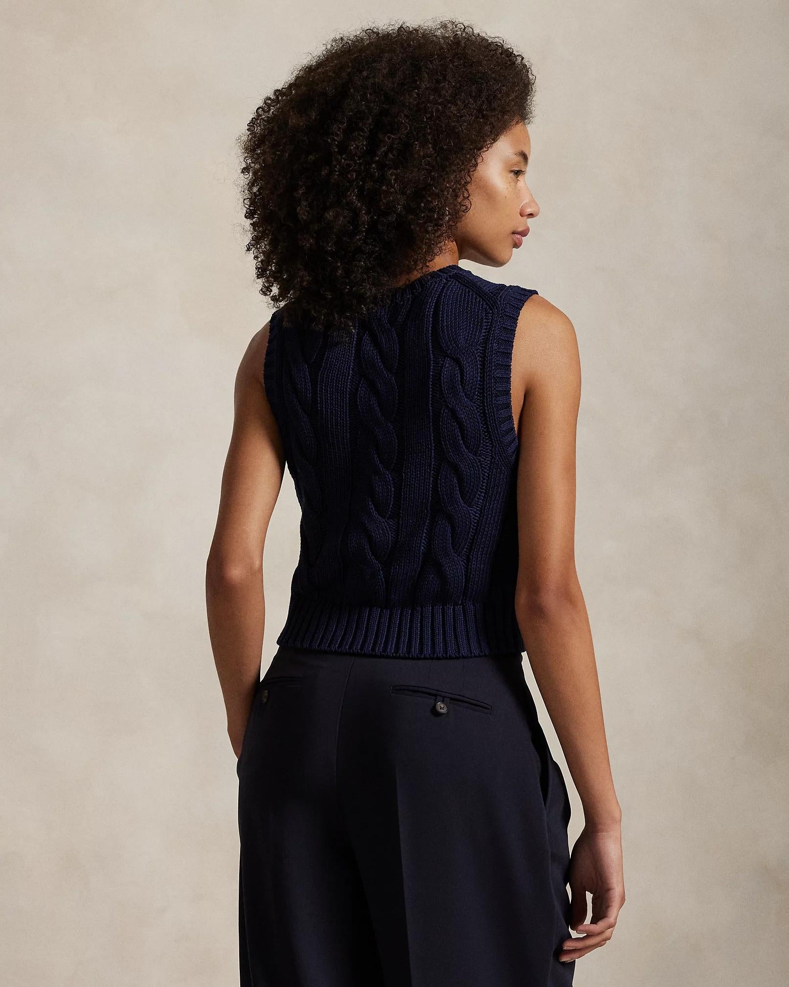 Gilet corto in cotone a trecce