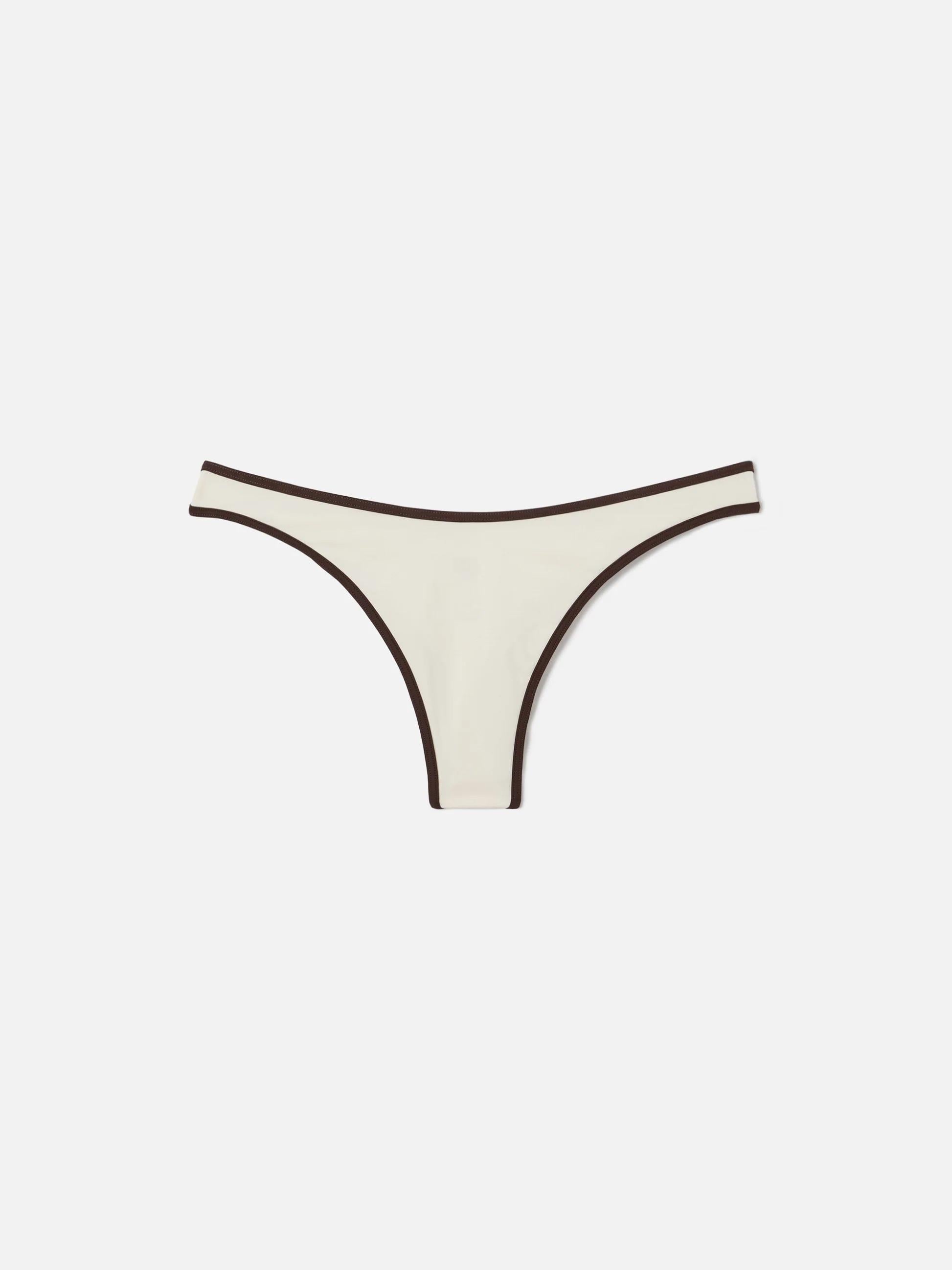 Slip mare Naomi String modello brasiliana panna con profili a contrasto NAO0005 01600L MC2 SAINT BARTH