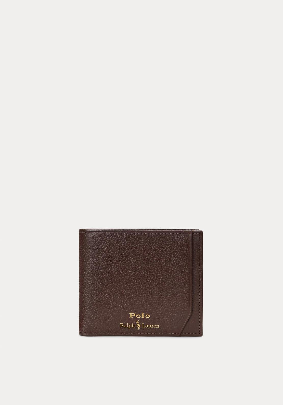 Portafoglio Ralph Lauren in pelle martellata, marrone scuro<BR/> 405963224 002 RALPH LAUREN