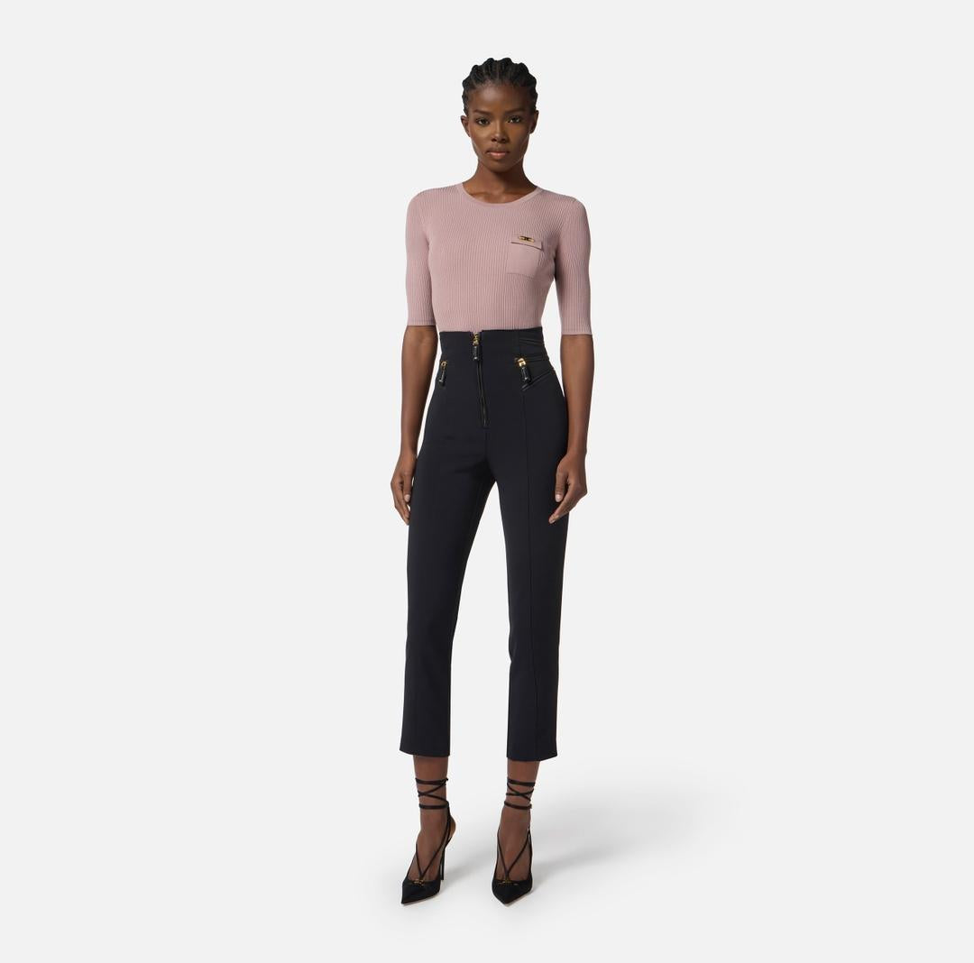 Maglia a costine con taschino logato MK10B56E2 EA6 ELISABETTA FRANCHI