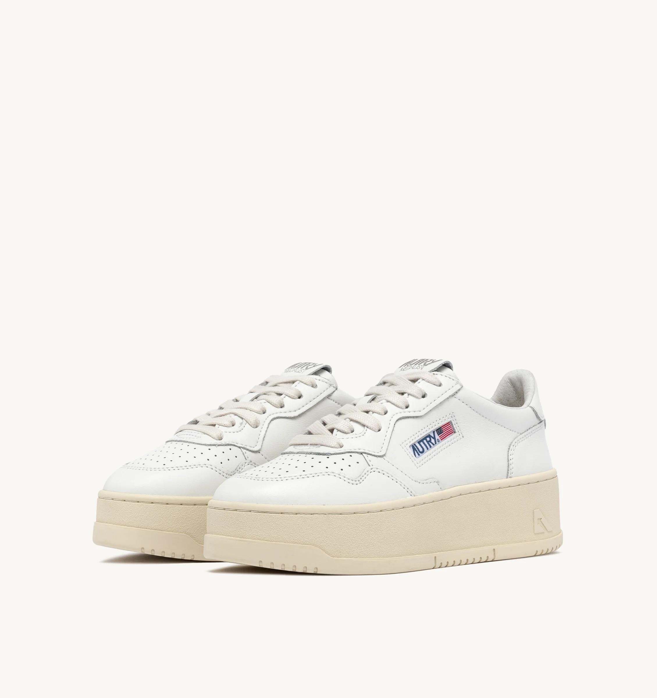 SNEAKERS MEDALIST PLATFORM IN PELLE BIANCA<BR/> PTLW WLL15 AUTRY ACTION SHOES