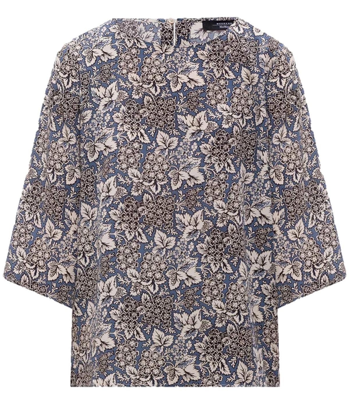 Blusa in crêpe de Chine di seta stampata WKDGINNICO 007 WEEKEND