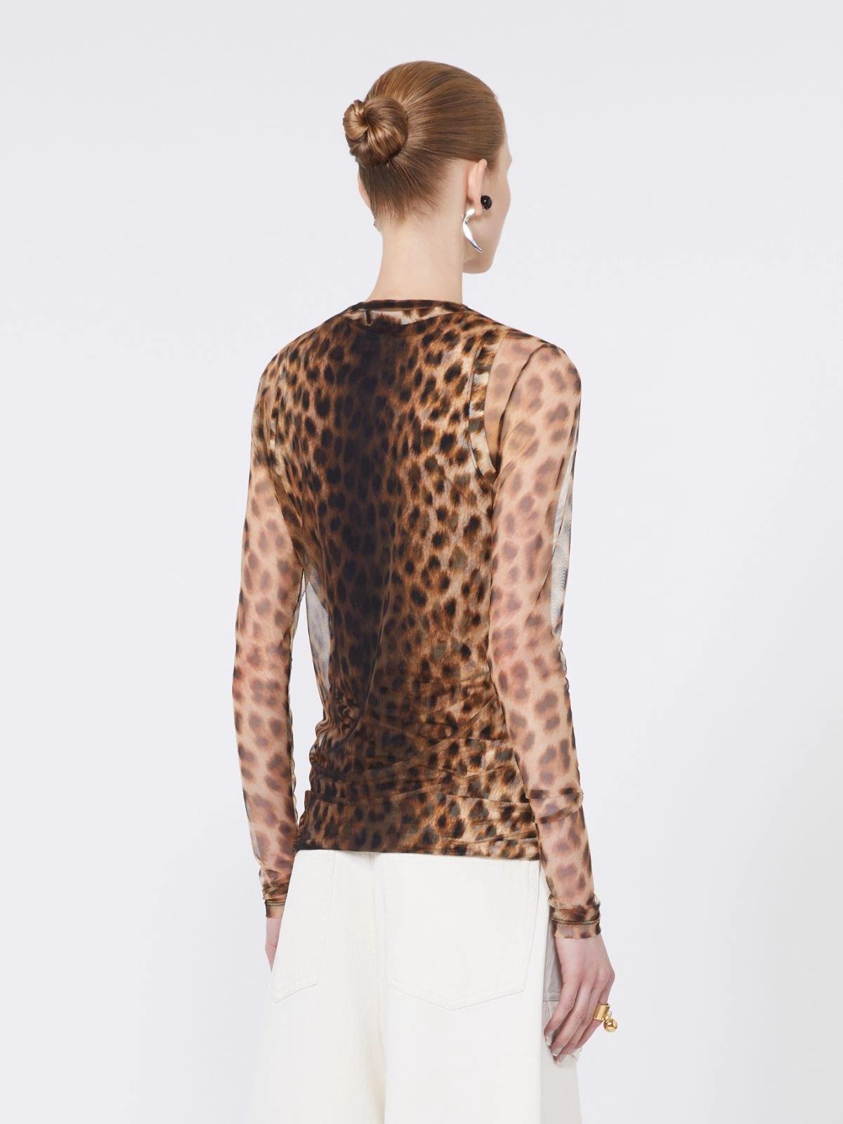 Top bi-materiale animalier - Marrone beige<BR/> SPXZEBU 001 SPORTMAX