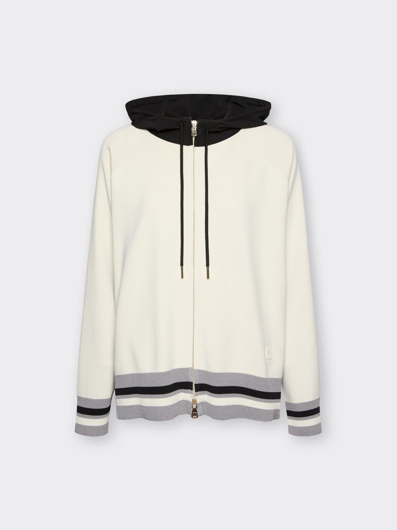 Cardigan misto viscosa con cappuccio e zip<BR/> M547Z000688N B1 ELENA MIRO
