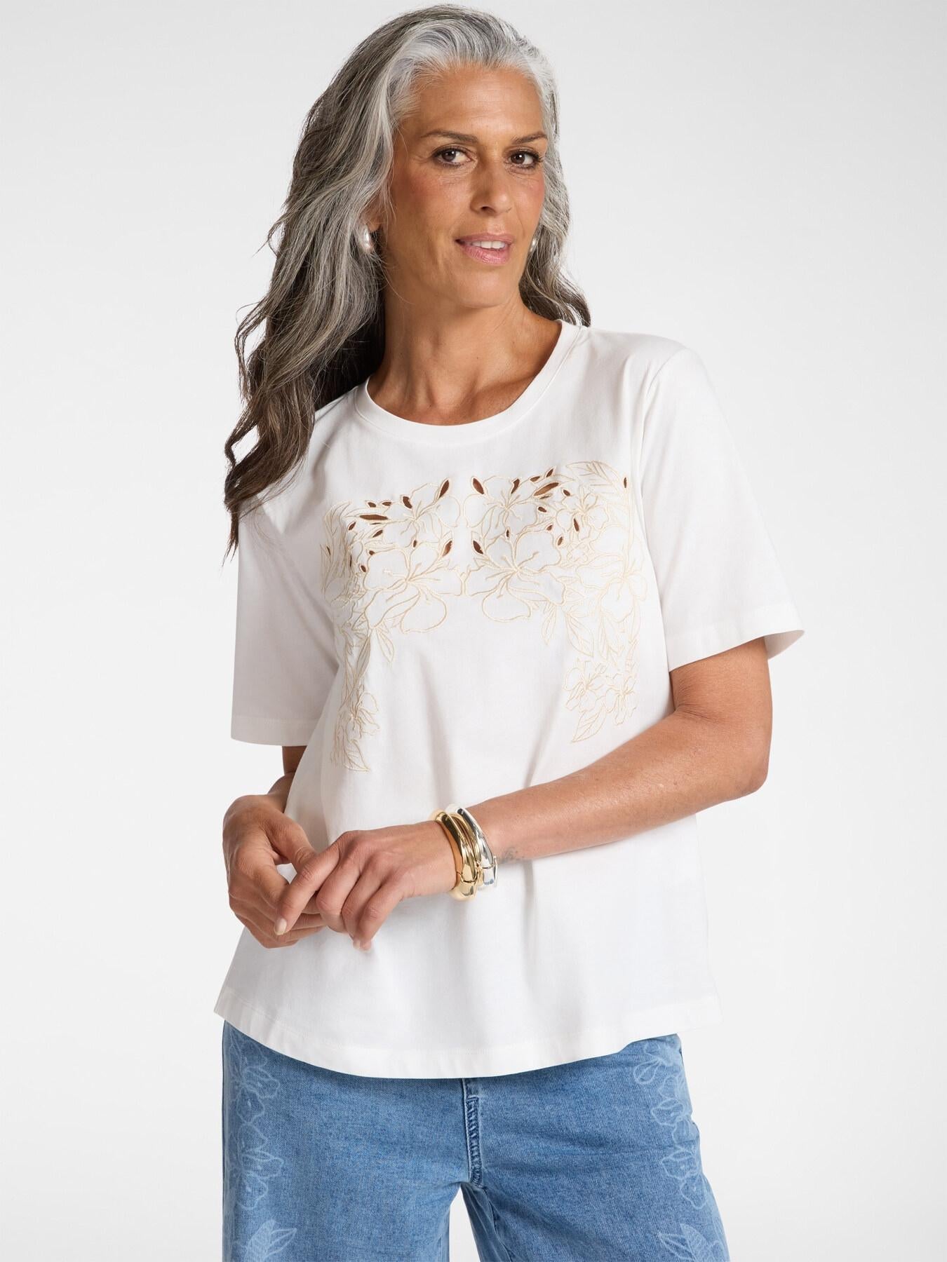 T-shirt con ricamo floreale<BR/> G348Z000560N 11 ELENA MIRO