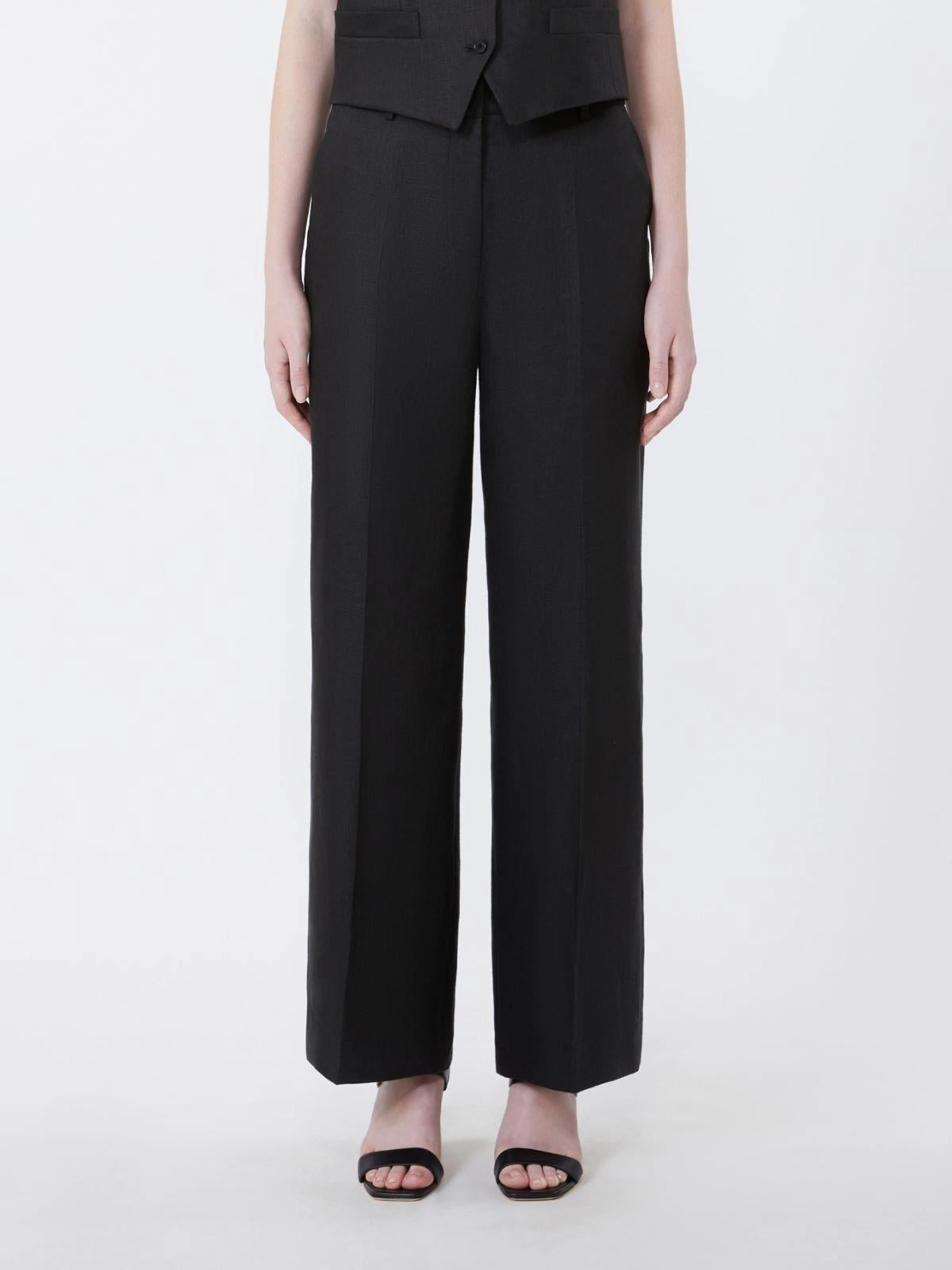 Pantalone in canvas di lino - NERO<BR/> WKDMALIZIA 007 WEEKEND