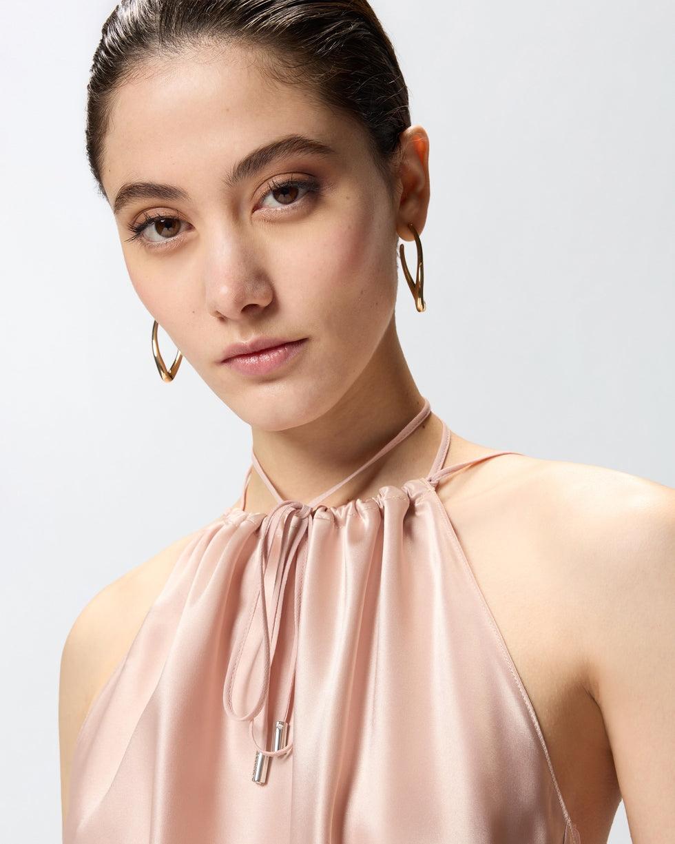 Top in satin con scollo all'americana<BR/> 106621A1Y5 Q35 PINKO