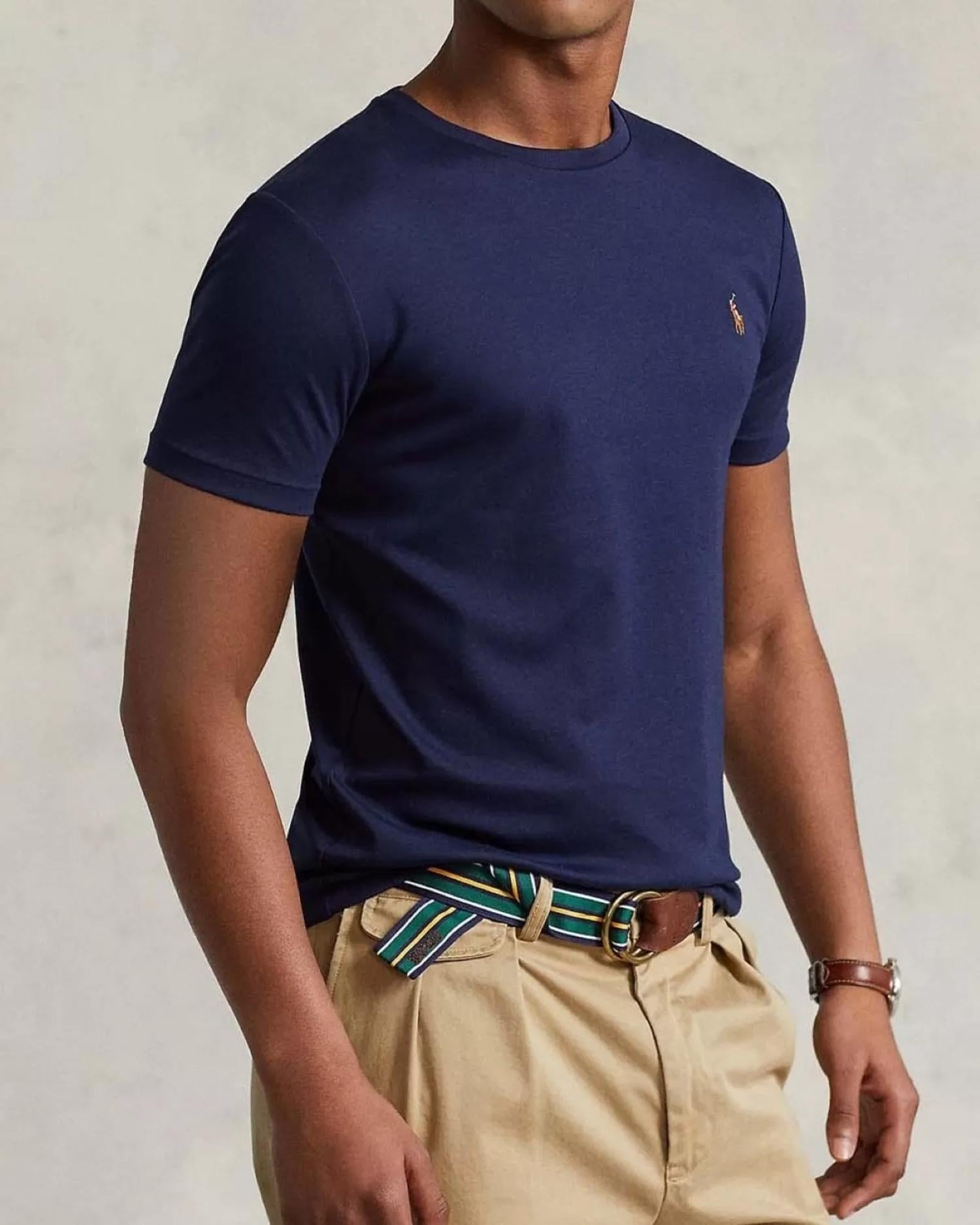T-shirt in cotone con pony multicolor 710740727 003 RALPH LAUREN