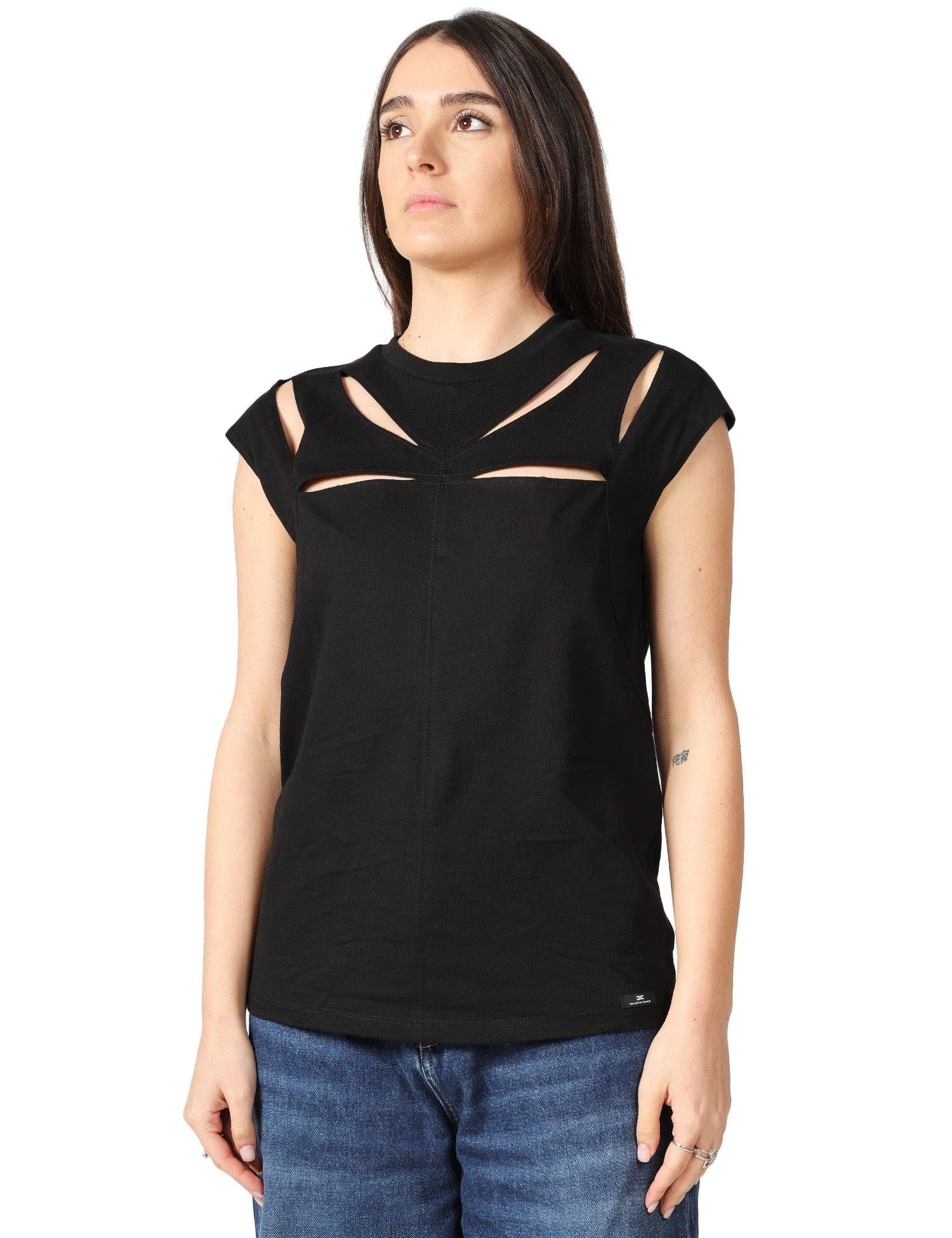 T-shirt smanicata con spalline MA01961E2 110 ELISABETTA FRANCHI