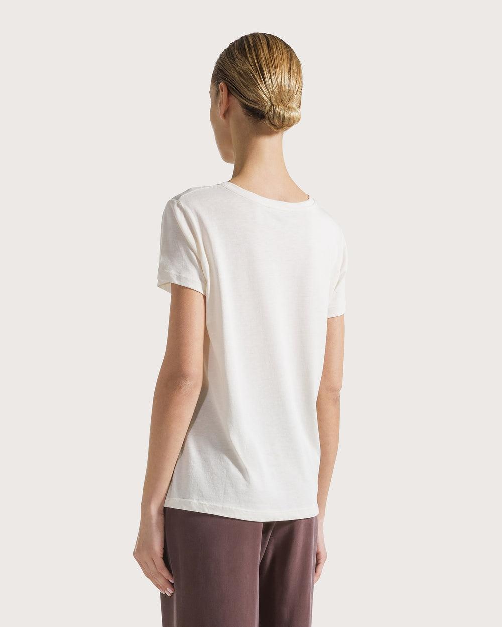 T-shirt girocollo in jersey e crêpe misto seta<BR/> MJ1663890180 006 SEVENTY