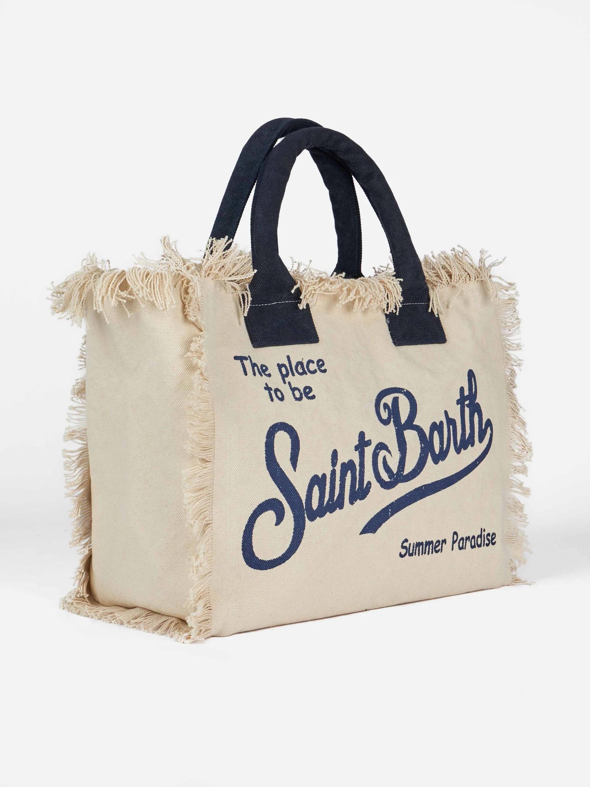 Borsa a spalla Vanity in canvas di cotone off-white<BR/> VANI001 02564L MC2 SAINT BARTH
