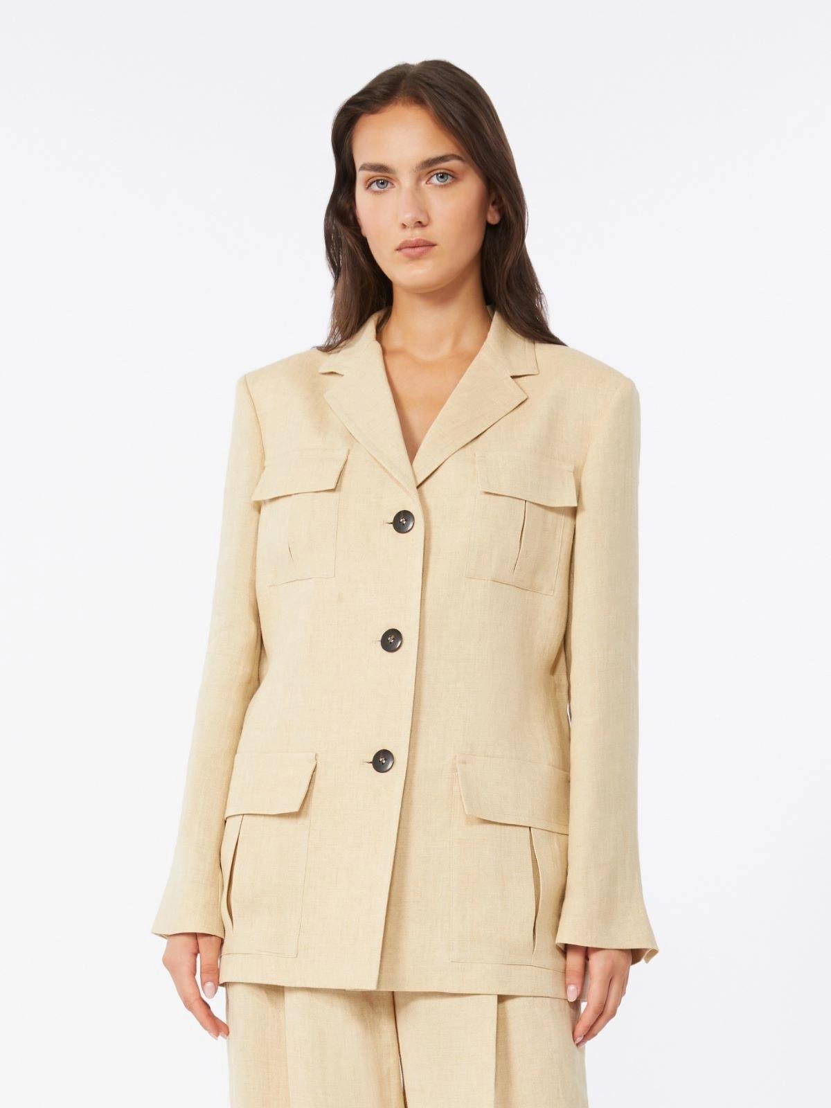Giacca con coulisse in lino délavé - Coloniale<BR/> MSTADESSO 028 MAX MARA STUDIO