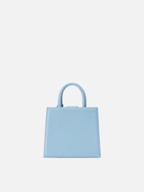 Borsa Shop mini strutturata in pelle liscia azzurra con targhetta metallica<BR/> SHBM0002 00002L MC2 SAINT BARTH