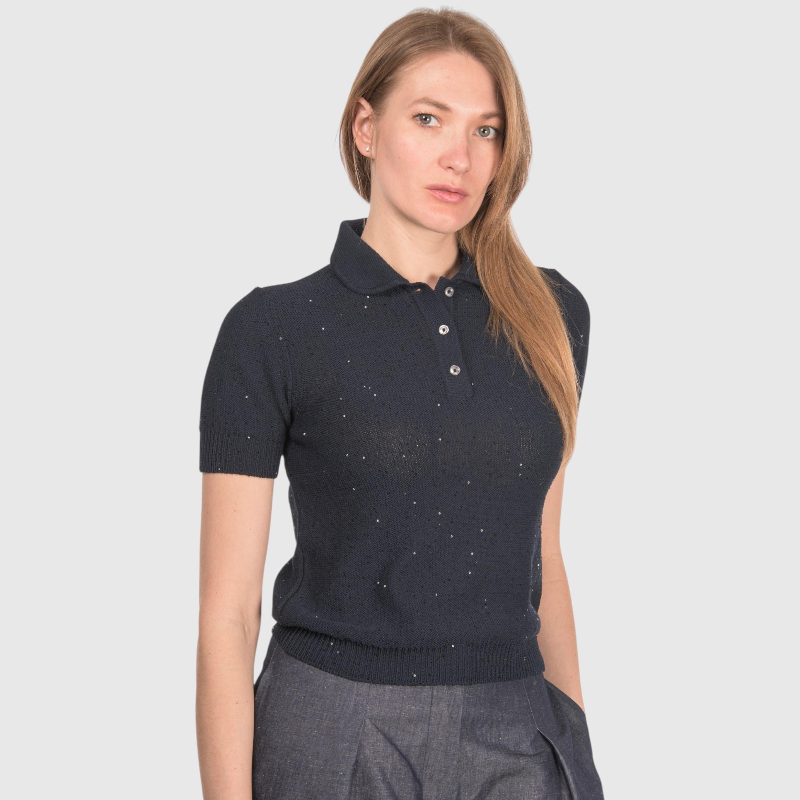 Polo in maglia con paillettes 1323332430 599 GRAN SASSO