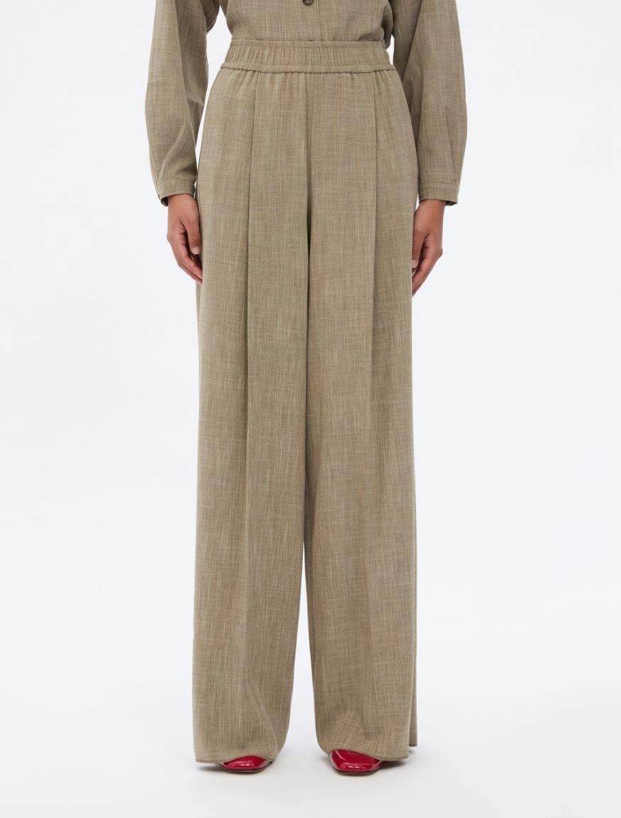 PANTALONI PALAZZO<BR/>OLIVA IBLODINO 002 IBLUES