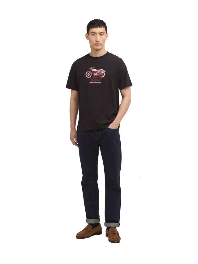 T-shirt con stampa Shifter nera<BR/> MTS1586 BK11 BARBOUR
