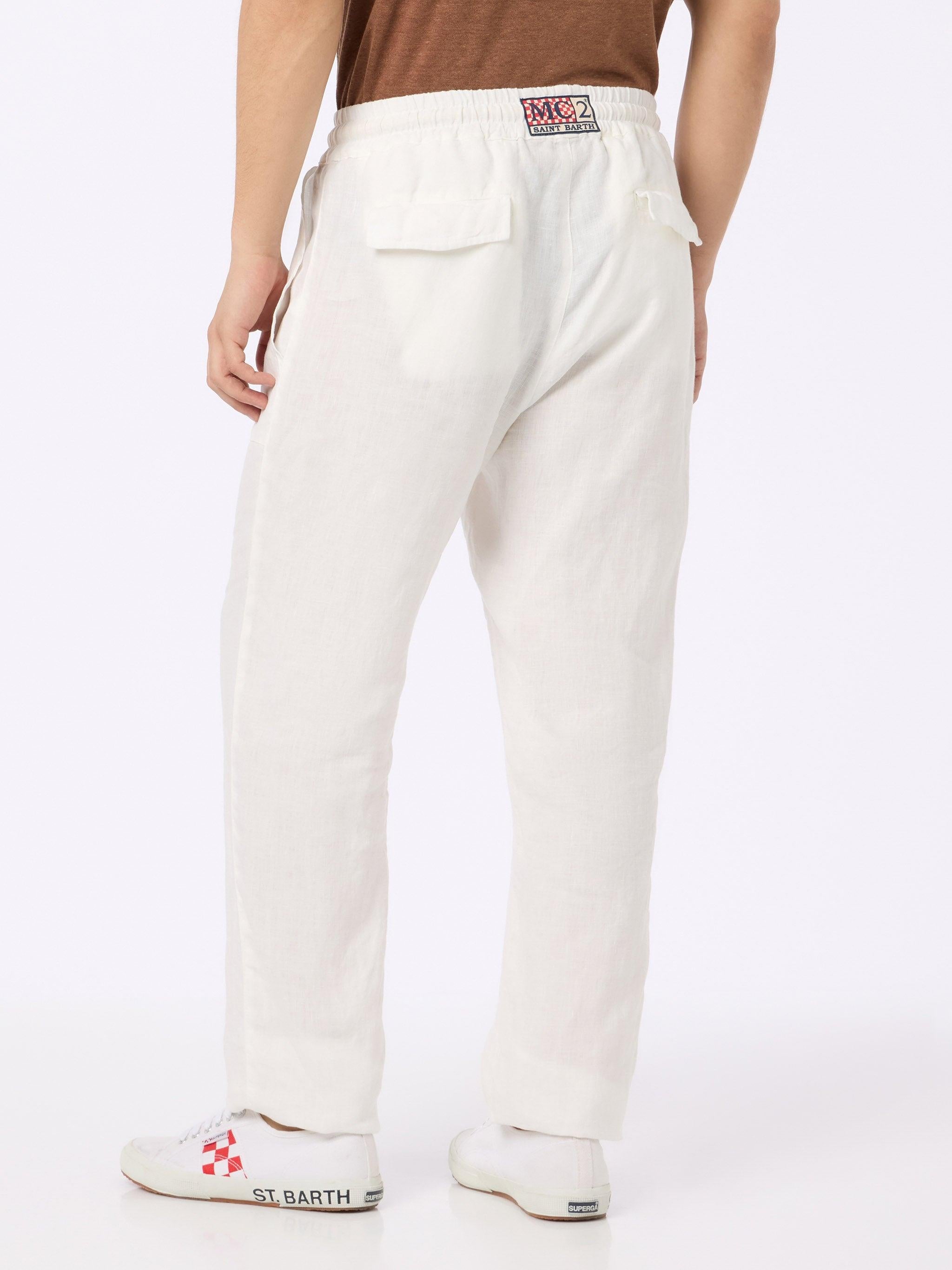 Pantaloni da uomo Calais in lino con coulisse