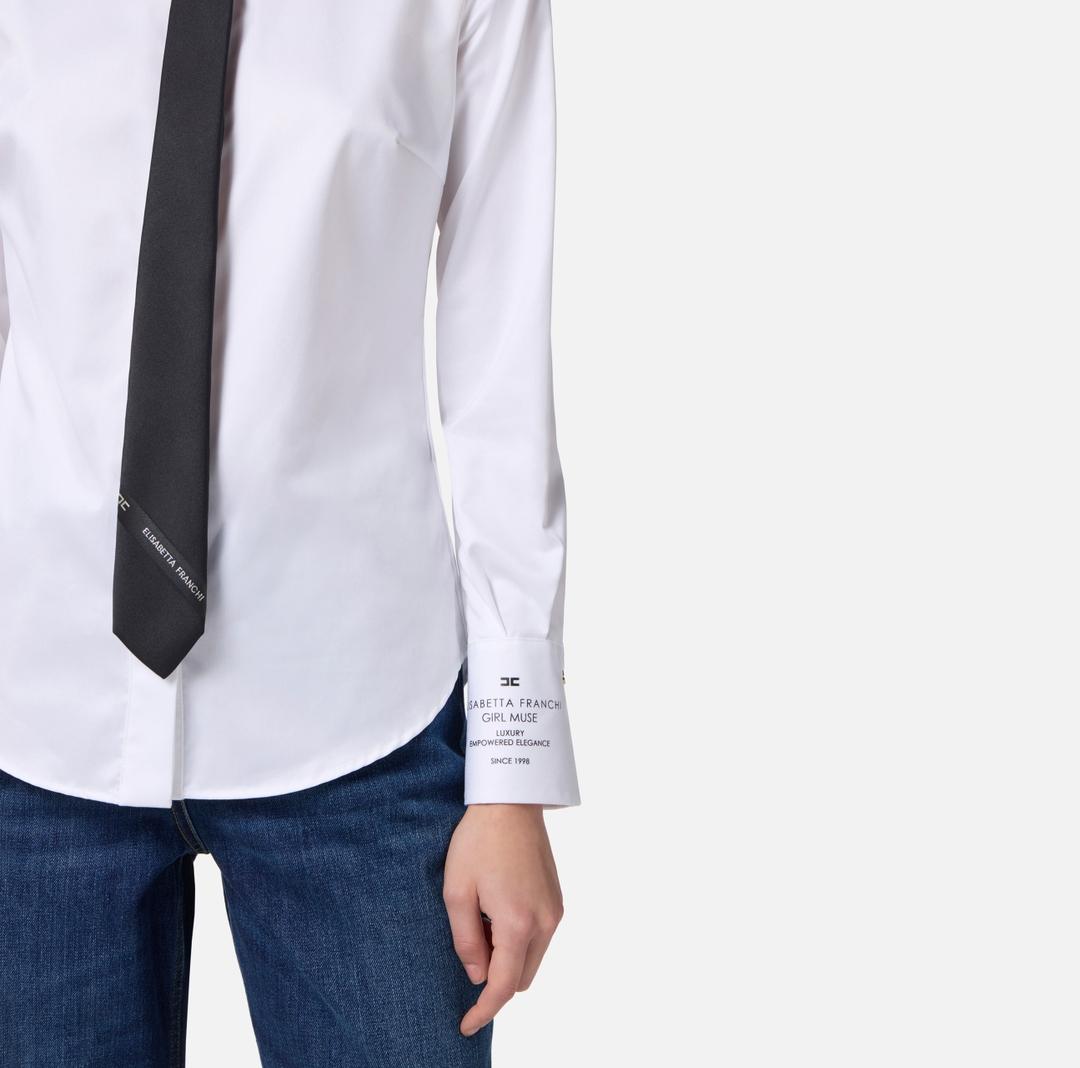 Camicia in popeline di cotone con logo CA11556E2 100 ELISABETTA FRANCHI