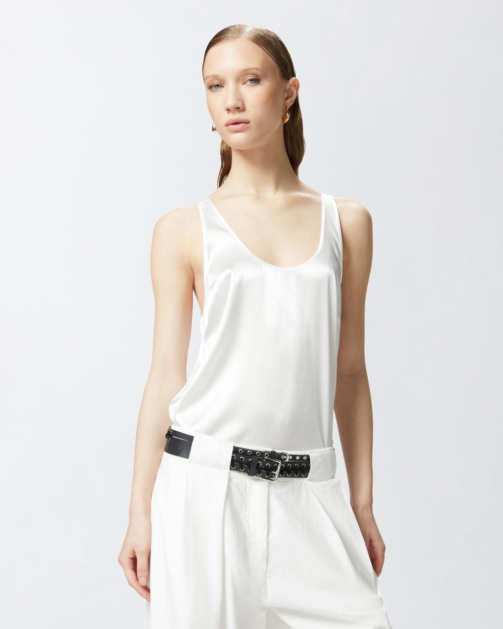 Canotta in satin di seta stretch